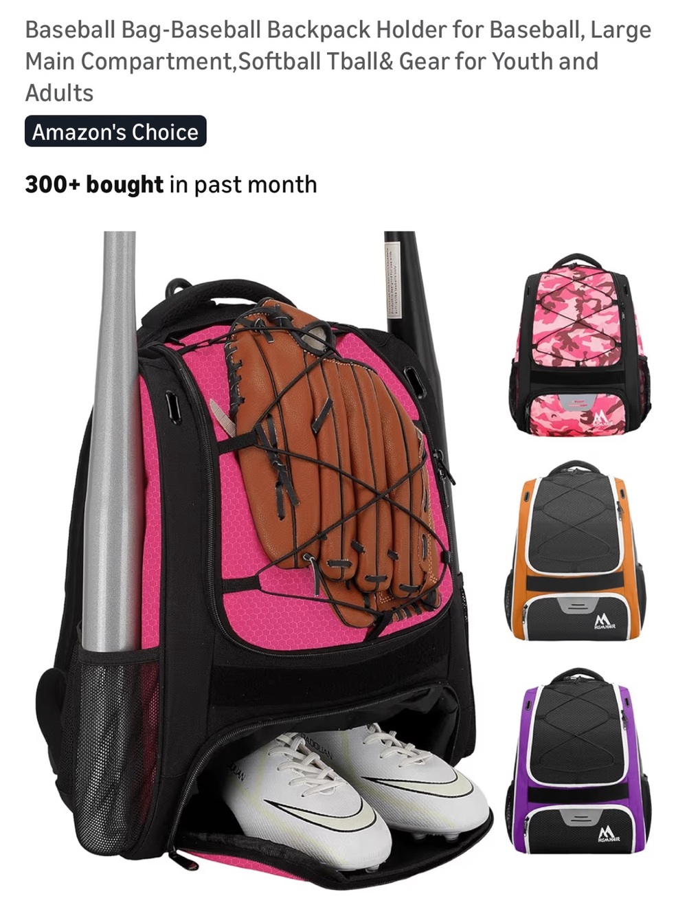 Pink softball bag